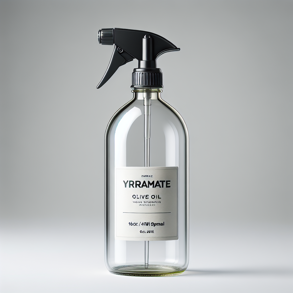 YRRAMATE 16oz/470ml Glass Olive Oil Sprayer for Cooking with Stickers, 2 in 1 Oil Dispenser for Kitchen Gadgets, Food Grade Premium Spray Bottle with Portion Control for Salad, Frying, BBQ (Black) | Best Sellers