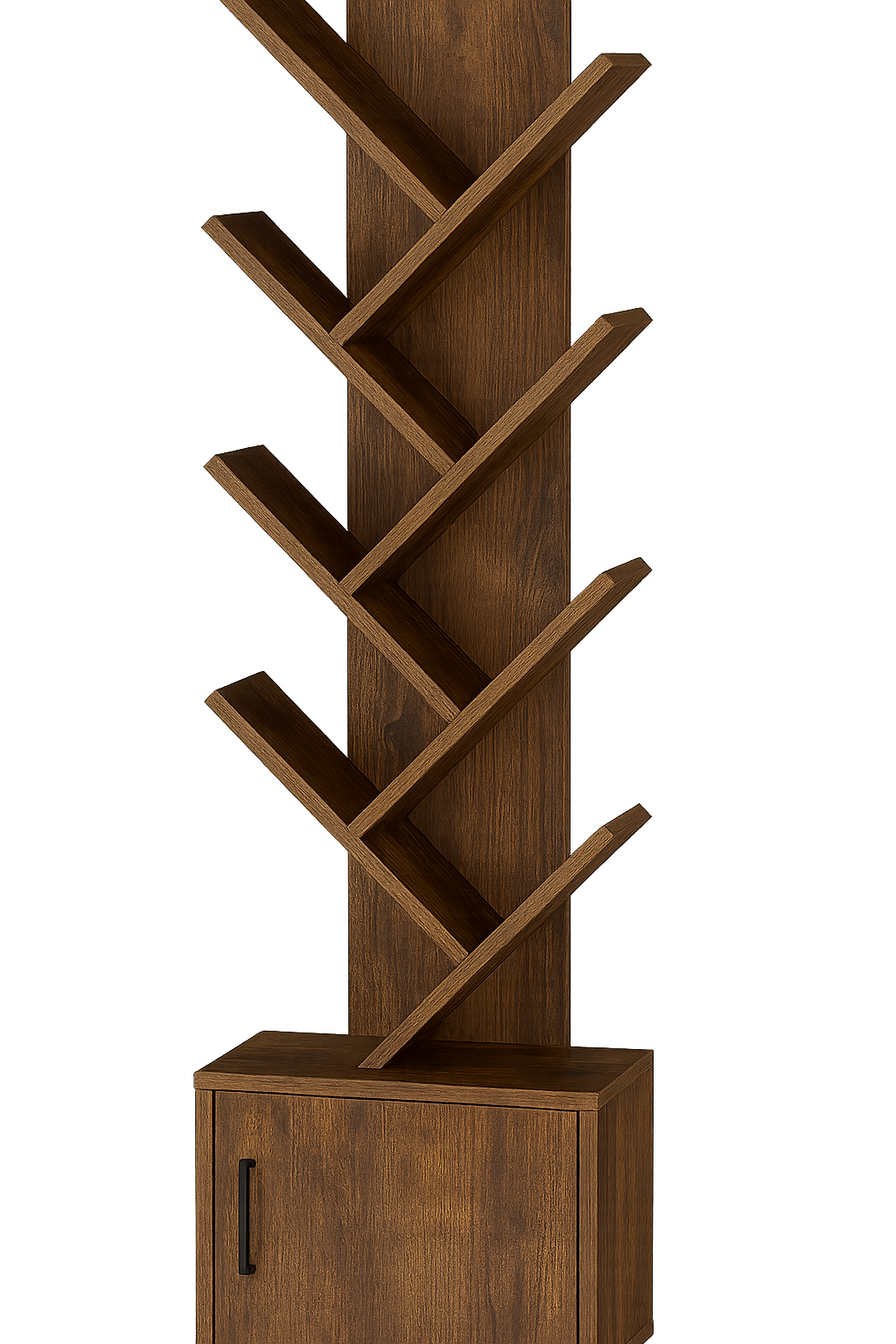 SUNMORY 6 Tier Tree Bookshelf, Small Bookcase with Storage Cabinet, Modern Tall Narrow Bookshelves Organizer, Floor Standing Book Shelf for Bedroom/Living Room/Home Office/Corner, Rustic Brown