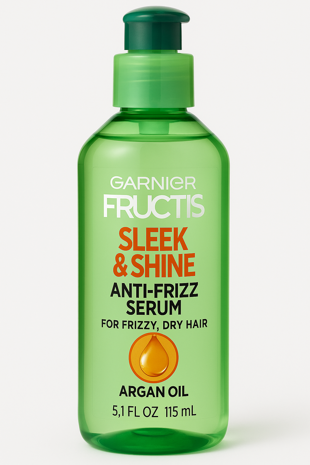 Garnier Fructis Sleek & Shine Anti-Frizz Serum for Frizzy, Dry Hair, Argan Oil, 5.1 Fl Oz, 1 Count (Packaging May Vary)